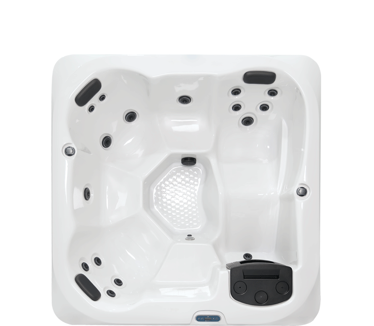 LH Series L6 hot tub, top-down view of the seating and jets