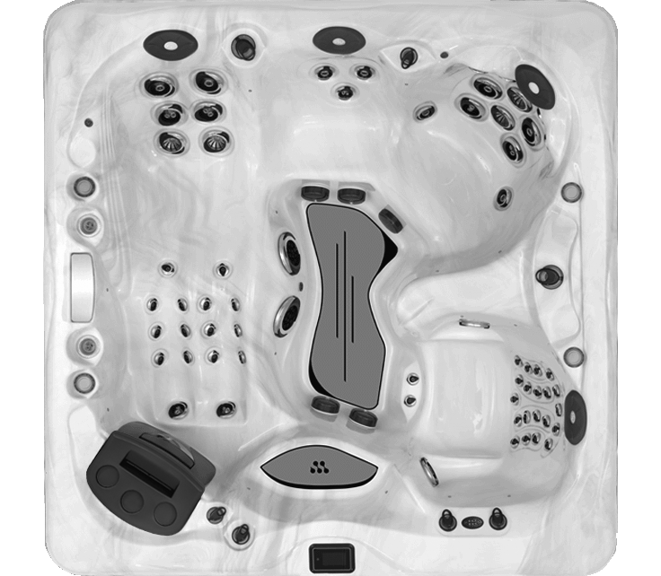 Michael Phelps Legend Series LSX 30 hot tub, top-down view of the seating and jets