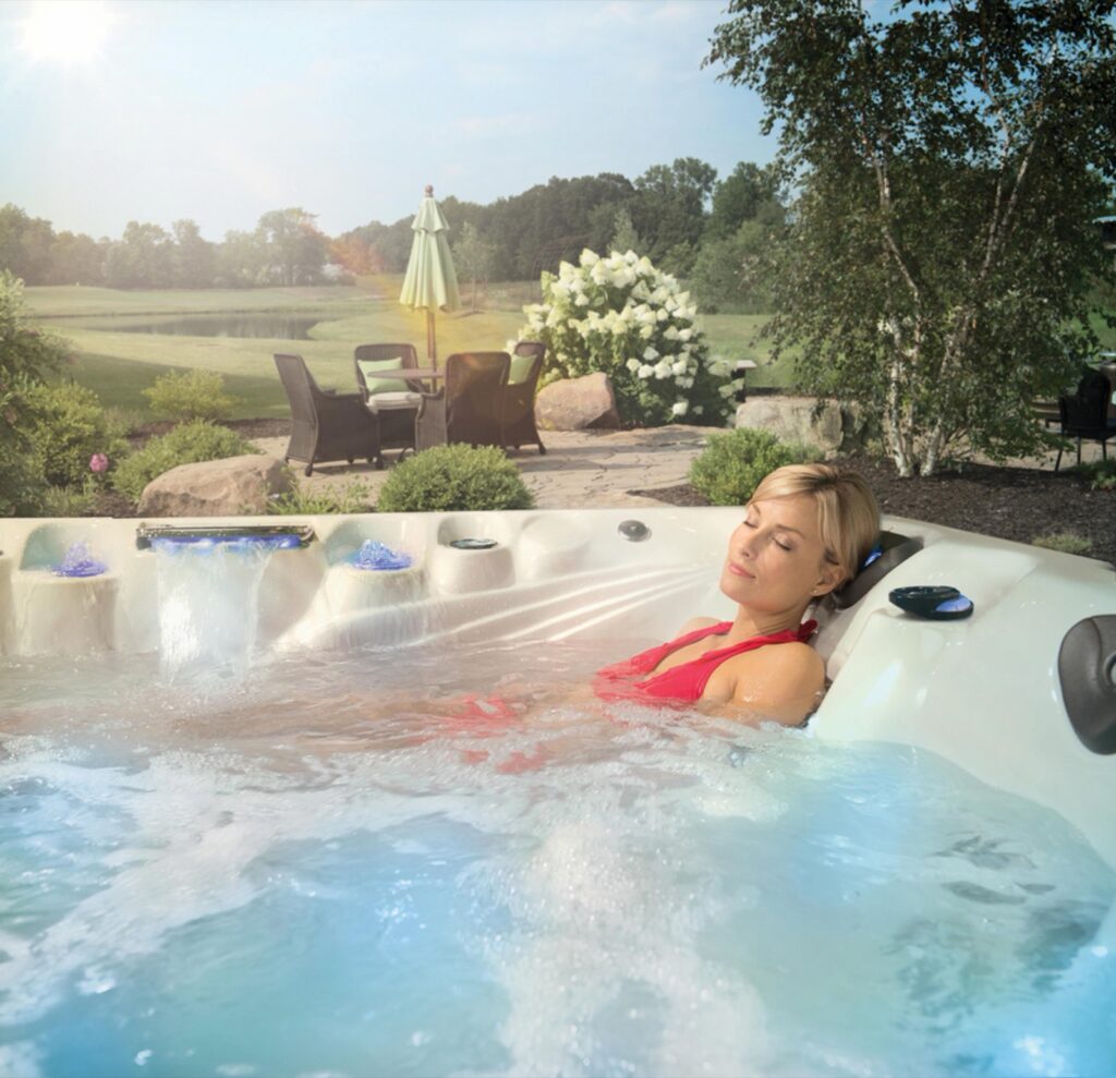 Michael Phelps Legend Series LSX 800 hot tub, relaxing in the hot tub