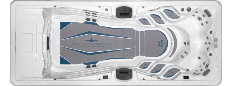 Michael Phelps Signature Pro swim spa, top-down view of the seating and jets