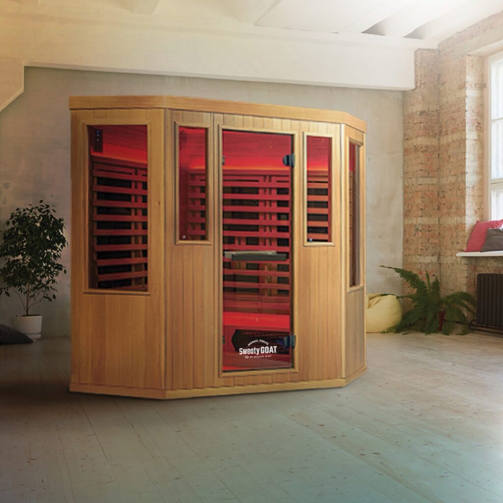 Sweaty GOAT MP3C sauna, in a backyard setting