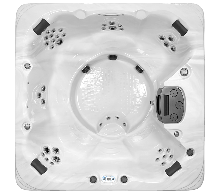 Clarity Precision 8 hot tub, top-down view of the seating and jets