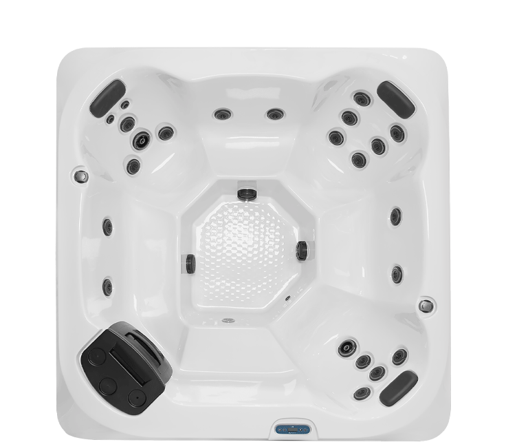 LH Series S7 hot tub, top-down view of the seating and jets