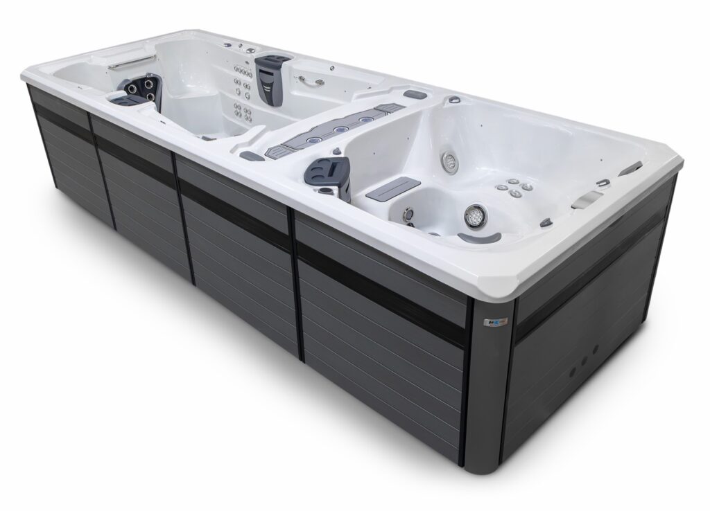 H2X Trainer 21 swim spa, in a backyard setting