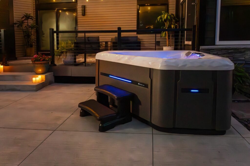 Twilight Series TS 240X hot tub, in a backyard setting